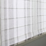 Ann Koenigs Custom Grey Stripes Flat Linen Roman Shade
