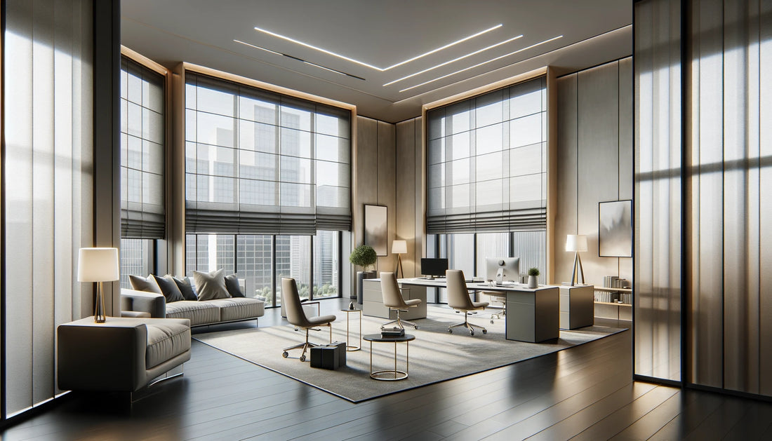 Roman Shades in Office Interior: Enhancing Productivity and Comfort
