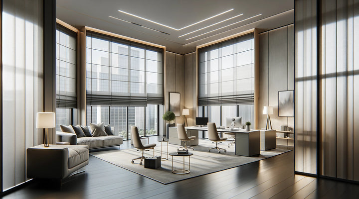 Roman Shades in Office Interior: Enhancing Productivity and Comfort