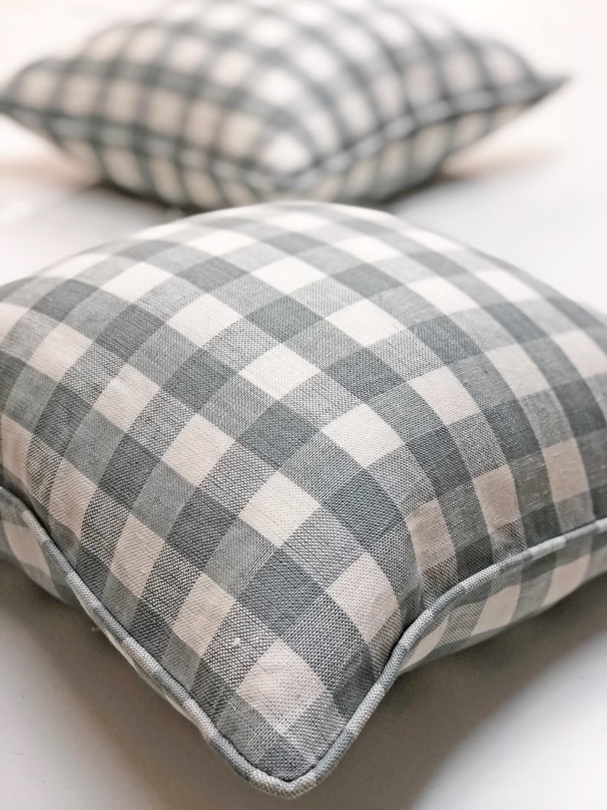 Scalamandre Linen Check Pillow Cover — Blue & White