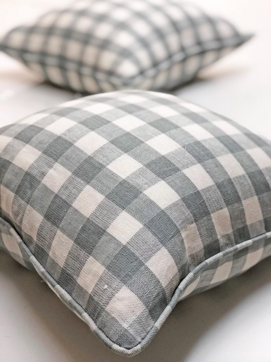 Scalamandre Linen Check Pillow Cover — Blue & White
