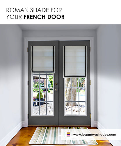 Faux Linen White Blackout Roman Shade — Custom Size