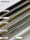 Conventional Rod, Traverse Rod with rings, Rod for drapery, 28mm diameter, different colours, Decorative rod for pleated style curtains