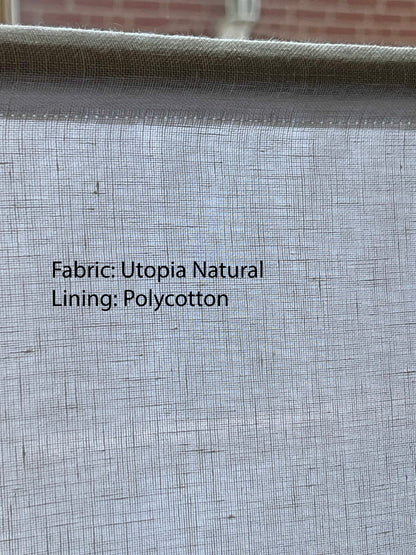 Utopia Natural cafe curtain with polycotton lining for more privacy and soft diffused light