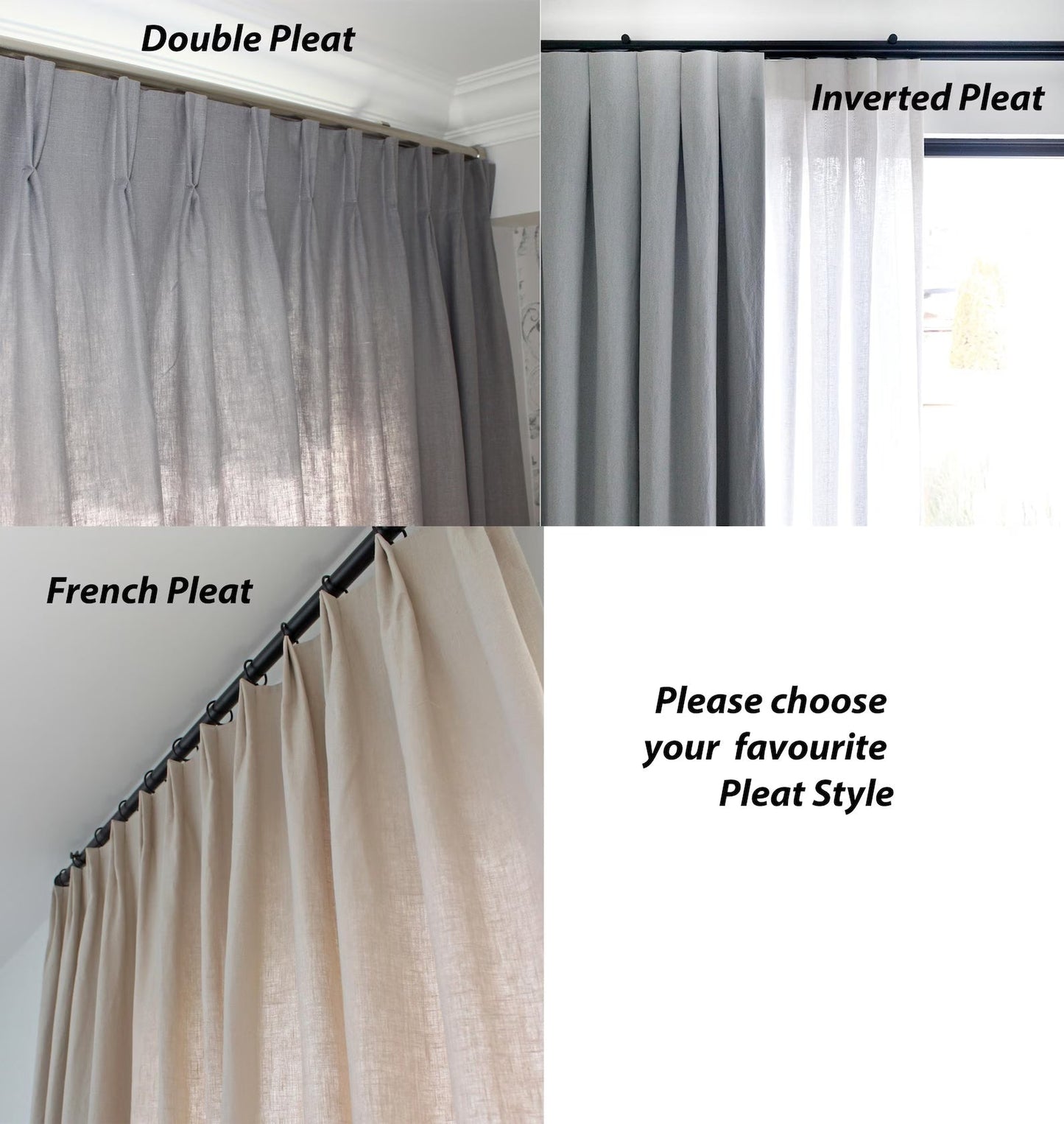 French pleat linen café curtain — product photo