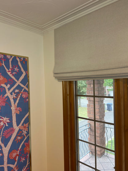Far Flat Fold Roman Shade — Relaxed, Custom Size, 10 Colours
