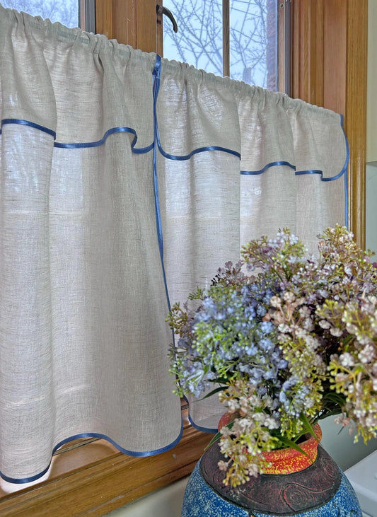 Linen Café Curtains — Custom Size
