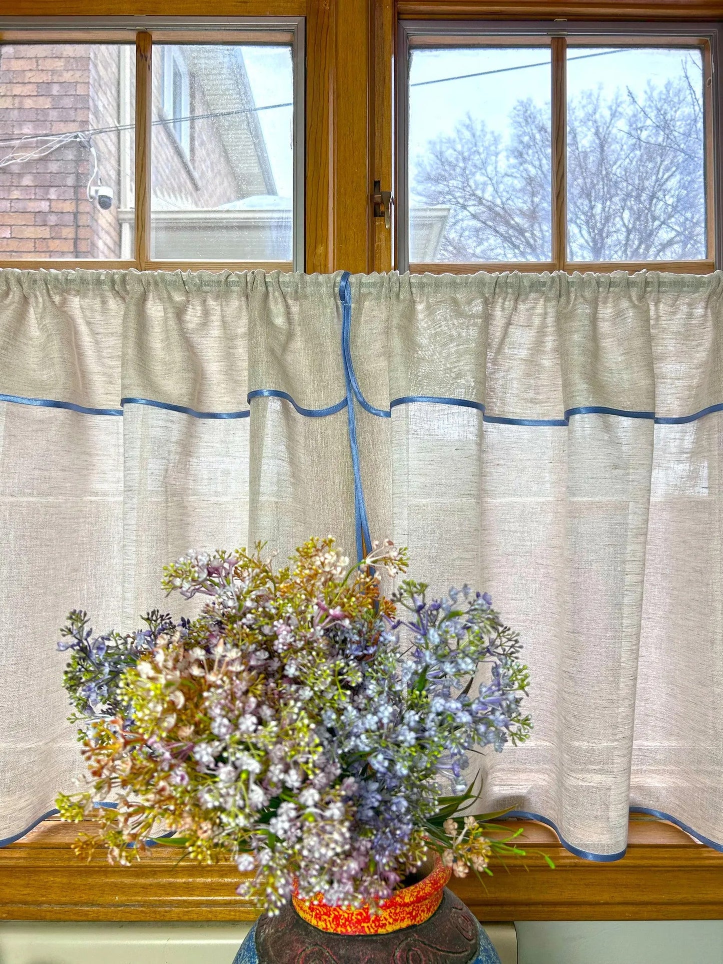 Linen Café Curtains — Custom Size