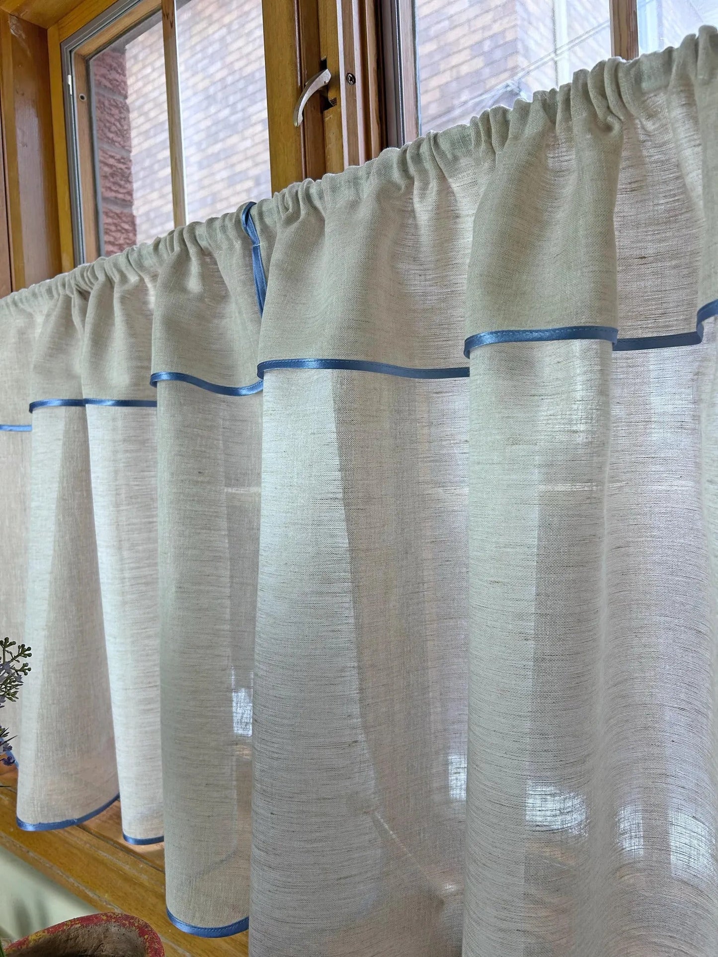 Linen Café Curtains — Custom Size