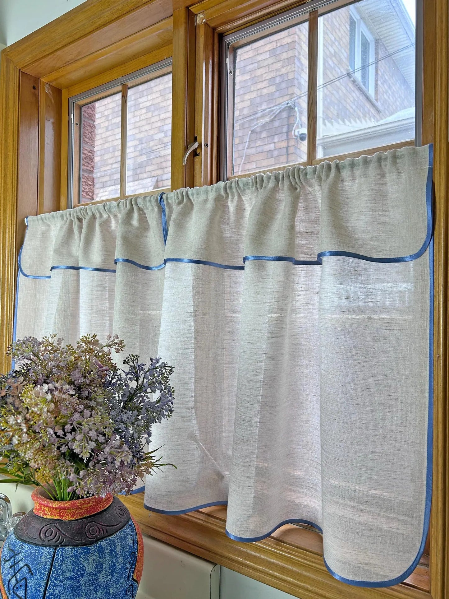 Linen Café Curtains — Custom Size