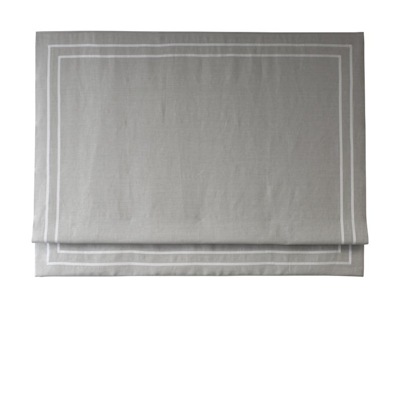 Relaxed Linen Roman Shade " Tuscany Prism" with double White Ribbon Border