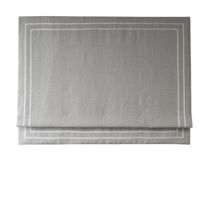 Relaxed Linen Roman Shade " Tuscany Prism" with double White Ribbon Border