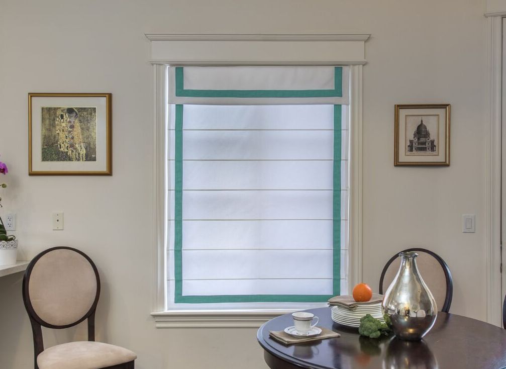 Luxury Custom White Roman Shade With Valance