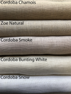 Relaxed Cordoba - 100% sheer linen shades, light and airy textured linen fabric, sheer - light filtering, 1” inside seams, lining with pockets and supporting rods at the back