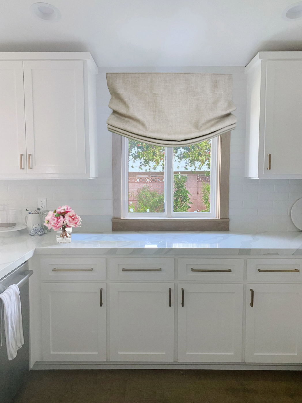 Irish Linen European Relaxed Roman Shade — 100% Linen, Custom Size