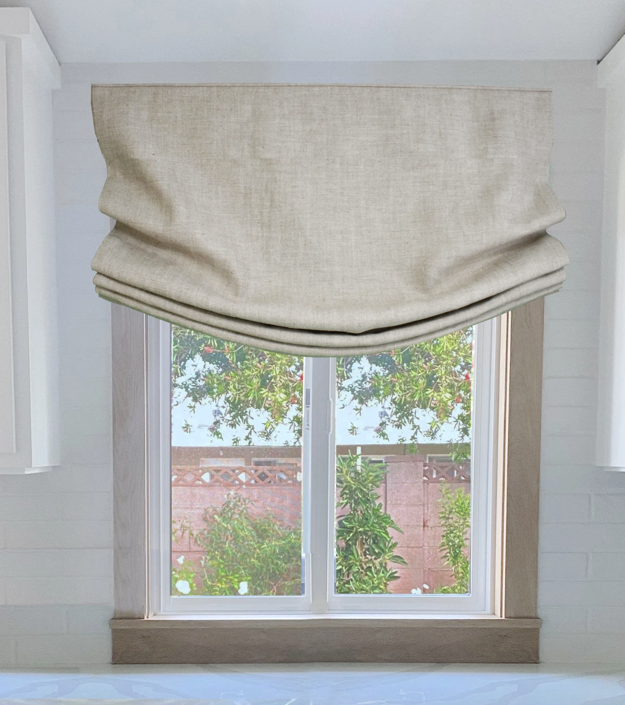 Irish Linen European Relaxed Roman Shade — 100% Linen, Custom Size