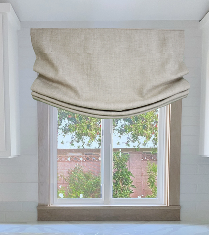 Irish Linen European Relaxed Roman Shade — 100% Linen, Custom Size