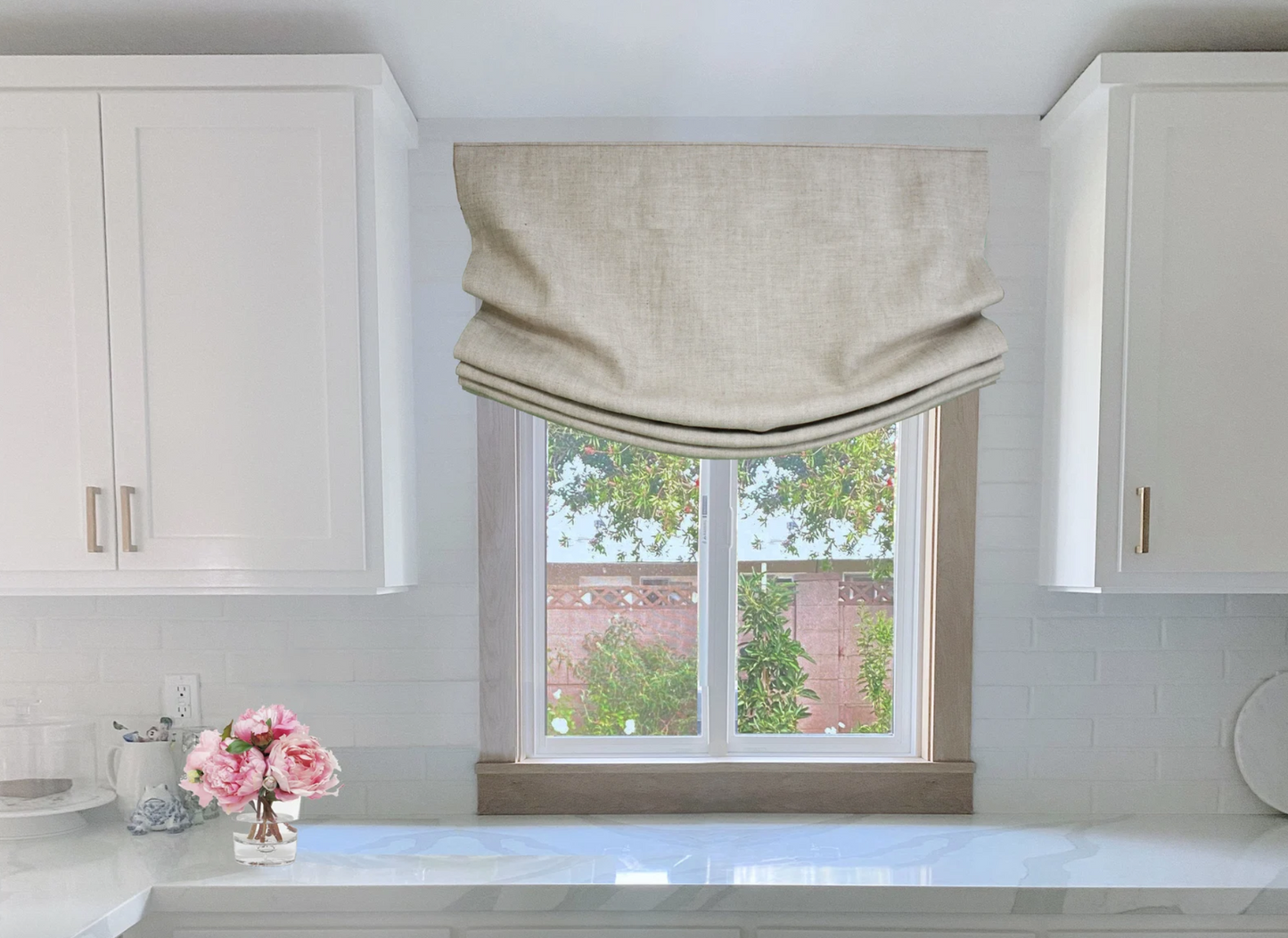 Irish Linen European Relaxed Roman Shade — 100% Linen, Custom Size