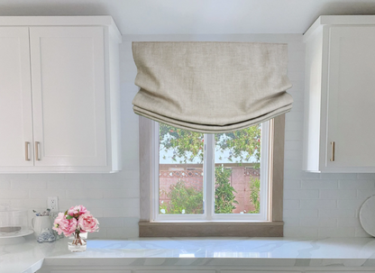 Irish Linen European Relaxed Roman Shade — 100% Linen, Custom Size