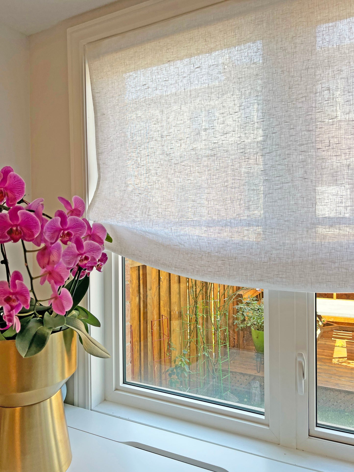 Cordoba Sheer Linen European Relaxed Roman Shade — Custom Size