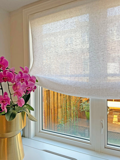 Cordoba Sheer Linen European Relaxed Roman Shade — Custom Size