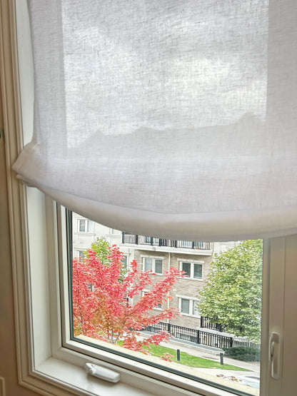 Sheer Linen European Relaxed Roman Shade — Custom Size
