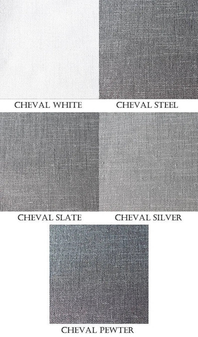 Cheval White Flat Roman Shade with Silver Border — Custom Size