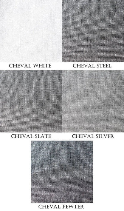 Cheval White Flat Roman Shade with Silver Border — Custom Size
