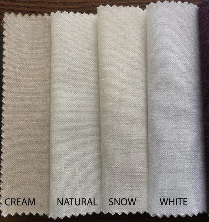Cheval White Relaxed Roman Shade with Greek Key Trim — Custom Size