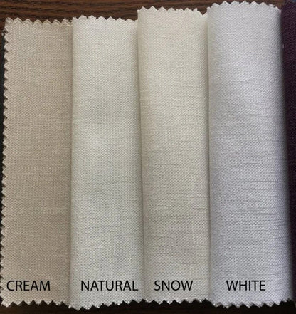 Cheval White Relaxed Roman Shade with Greek Key Trim — Custom Size