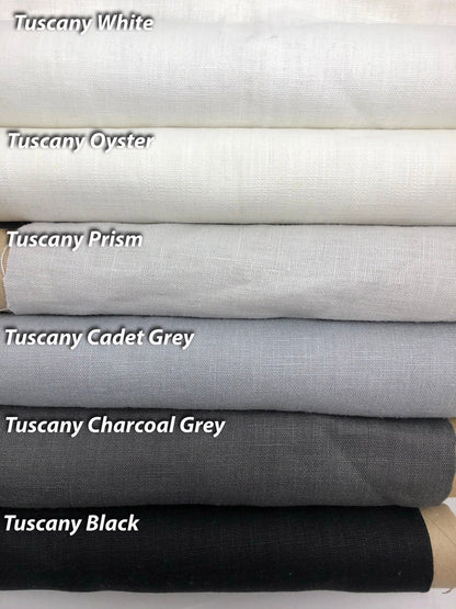 Tuscany faux-linen fabric colour range, white to black