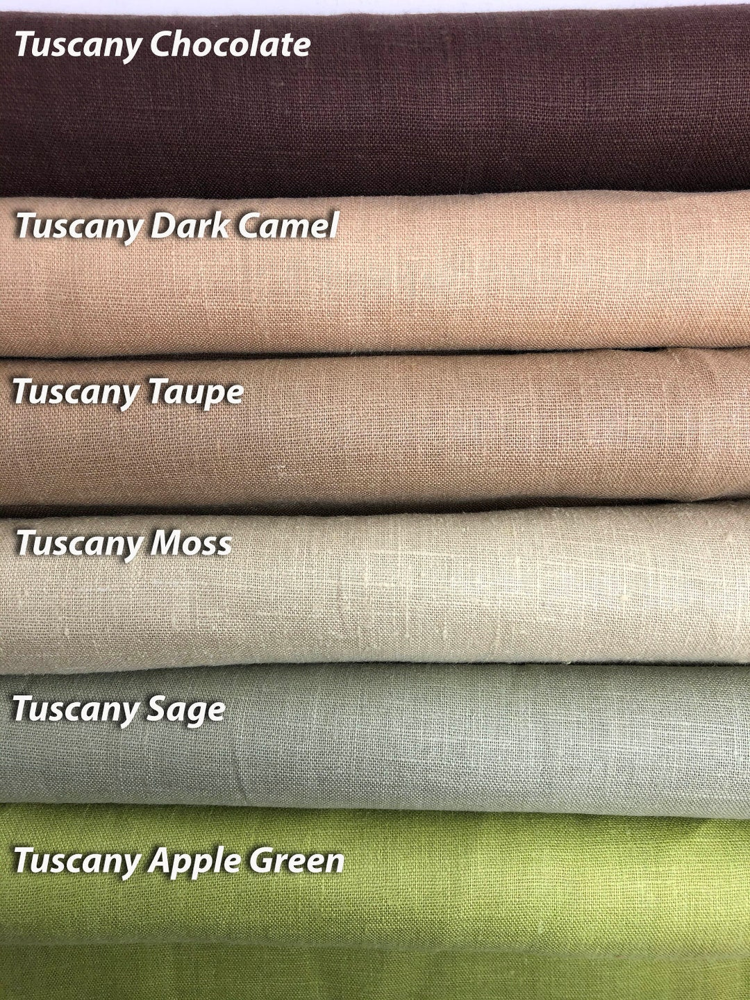 Tuscany faux-linen green and earth-tone colour range