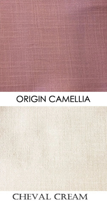 Origin Camellia Roman Shade with Cream Border — Custom Size