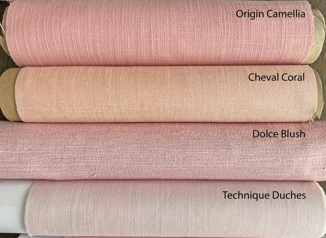 Origin Camellia Roman Shade with Cream Border — Custom Size