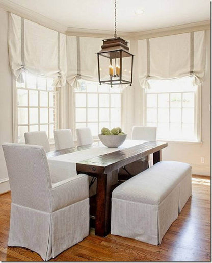 Tuscany Linen European Relaxed Roman Shade with Border — Custom Size, 7 Colours