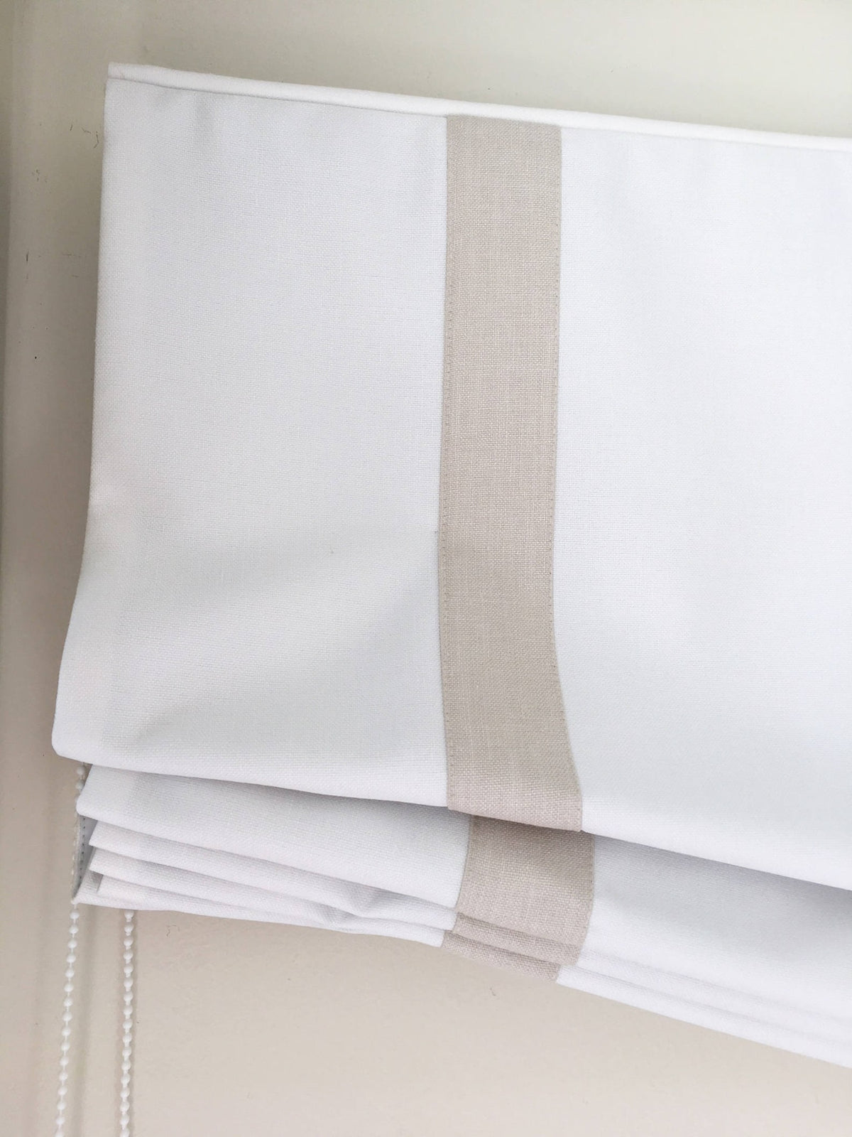 Tuscany Linen European Relaxed Roman Shade with Border — Custom Size, 7 Colours