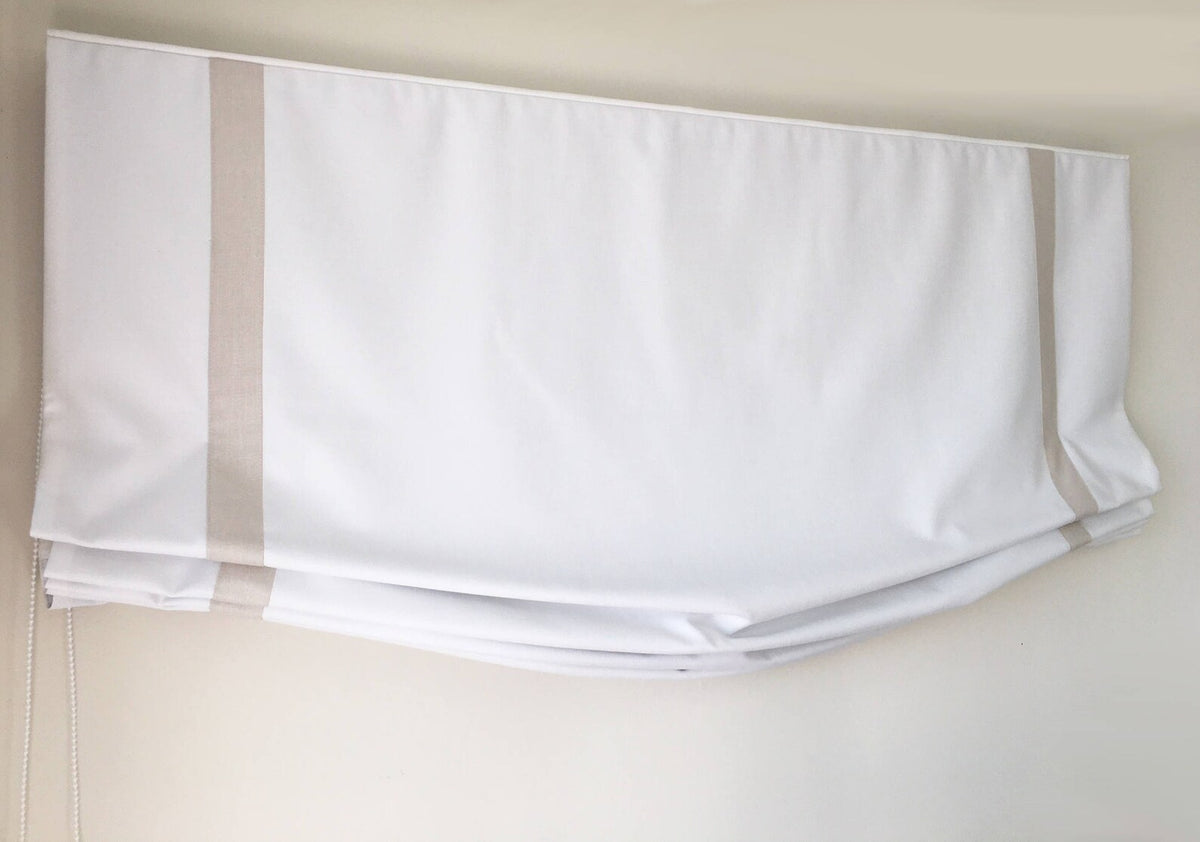 Tuscany Linen European Relaxed Roman Shade with Border — Custom Size, 7 Colours