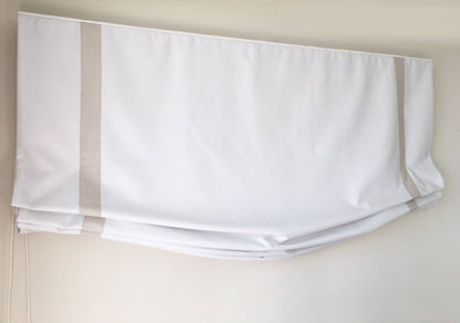 Tuscany Linen European Relaxed Roman Shade with Border — Custom Size, 7 Colours