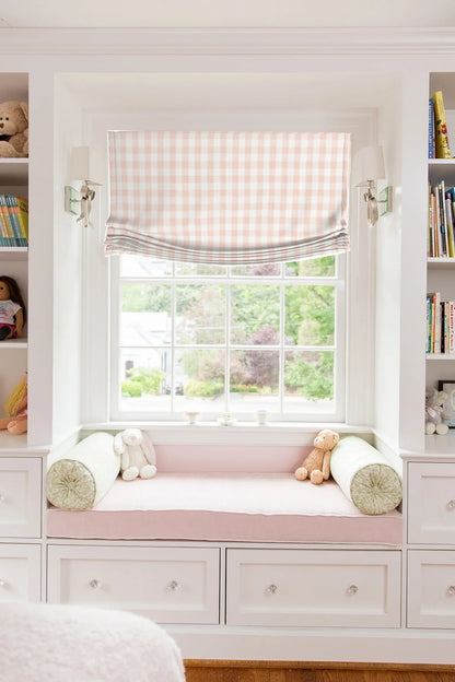 Swedish Linen Check, Scalamandré fabric, Roman Shades for Windows, Luxury European Relaxed Shades, 100% linen roman shades, chain mechanism