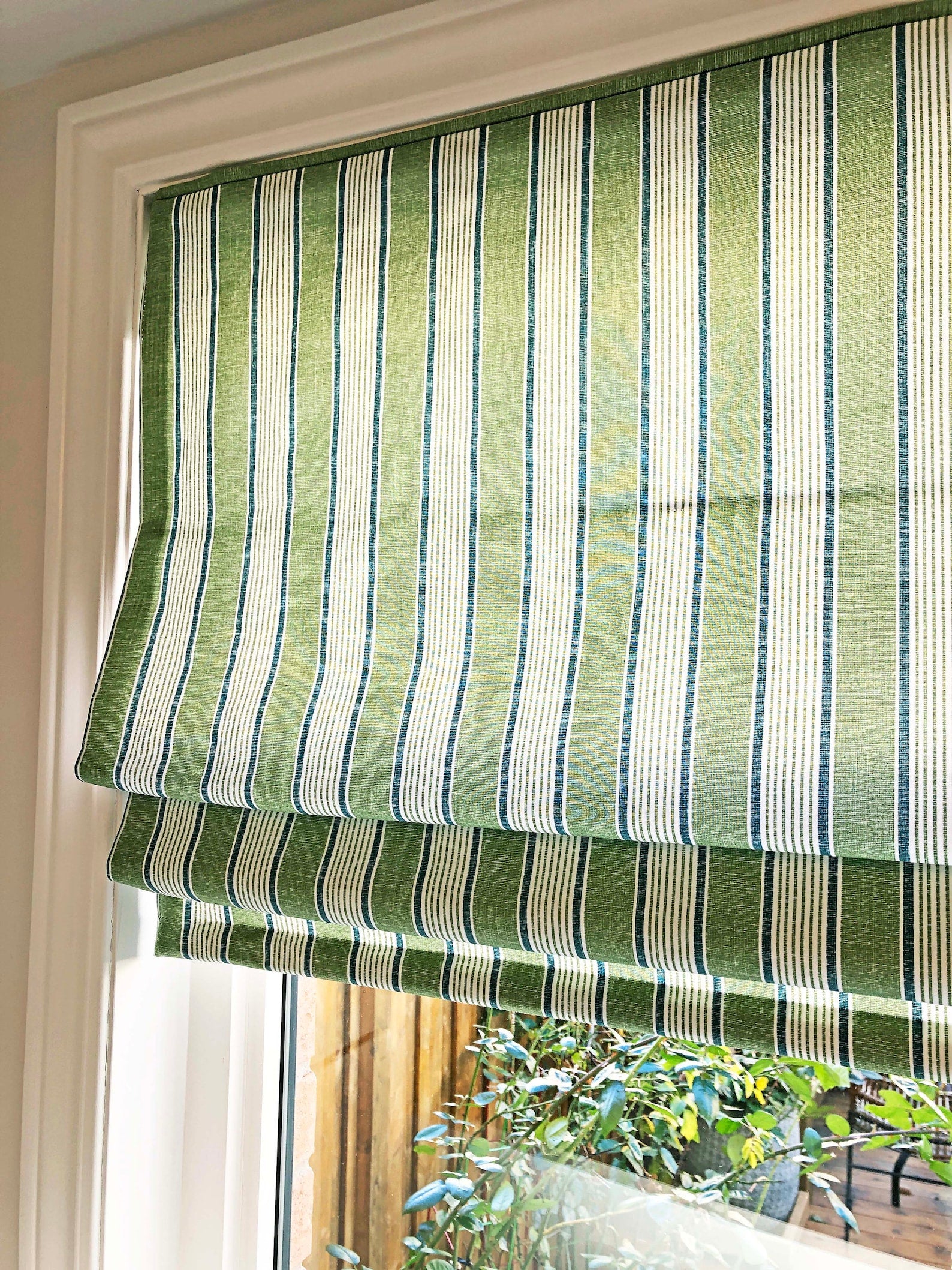 Greenery Stripe fabric close-up