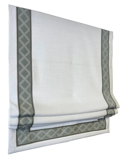 Custom Roman Shade with Decorative Trim Kravet T30744, Relaxed Roman Shade with Chain Mechanism, Custom Window treatments