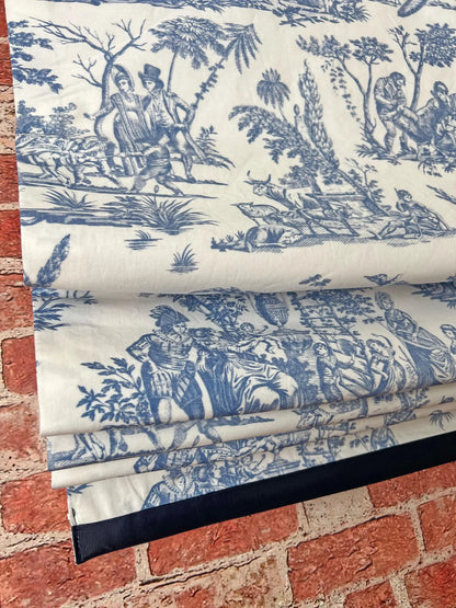 Marseilles Toile Roman Shade — Blue & White, Custom Size