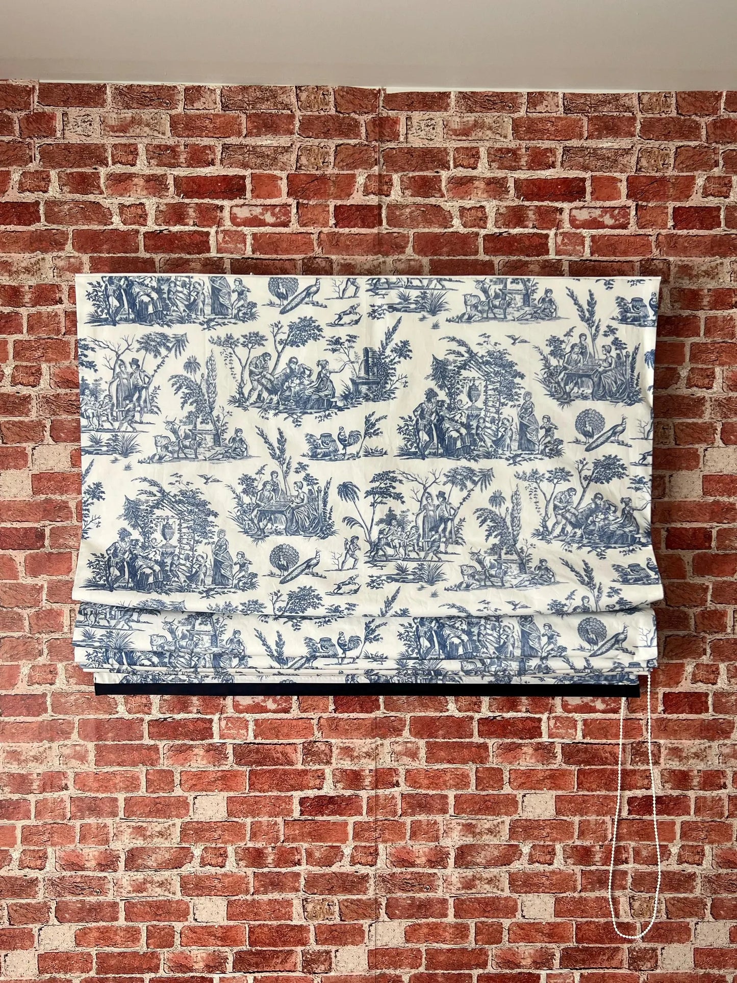 Marseilles Toile Roman Shade — Blue & White, Custom Size