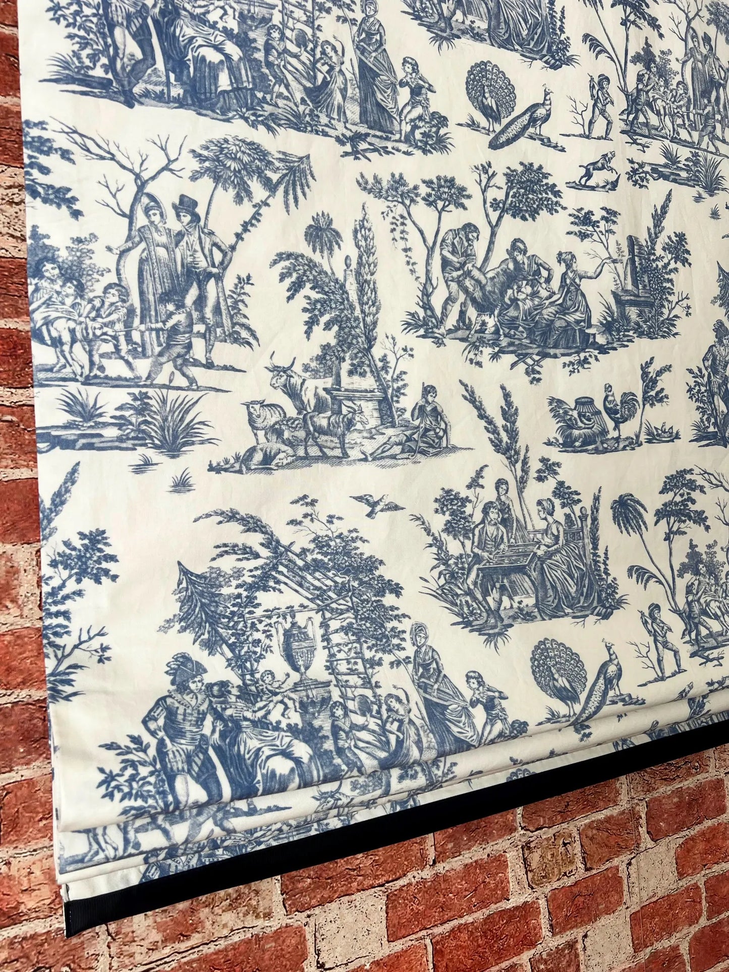Marseilles Toile Roman Shade — Blue & White, Custom Size