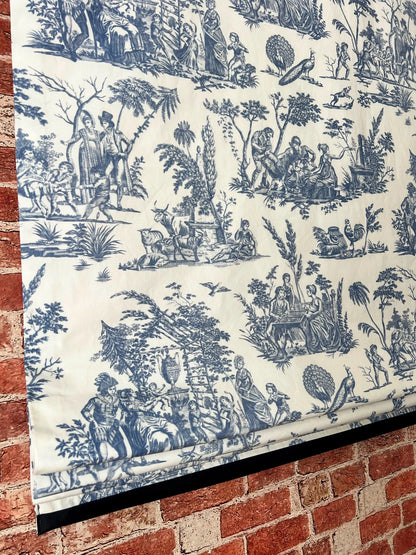 Marseilles Toile Roman Shade — Blue & White, Custom Size