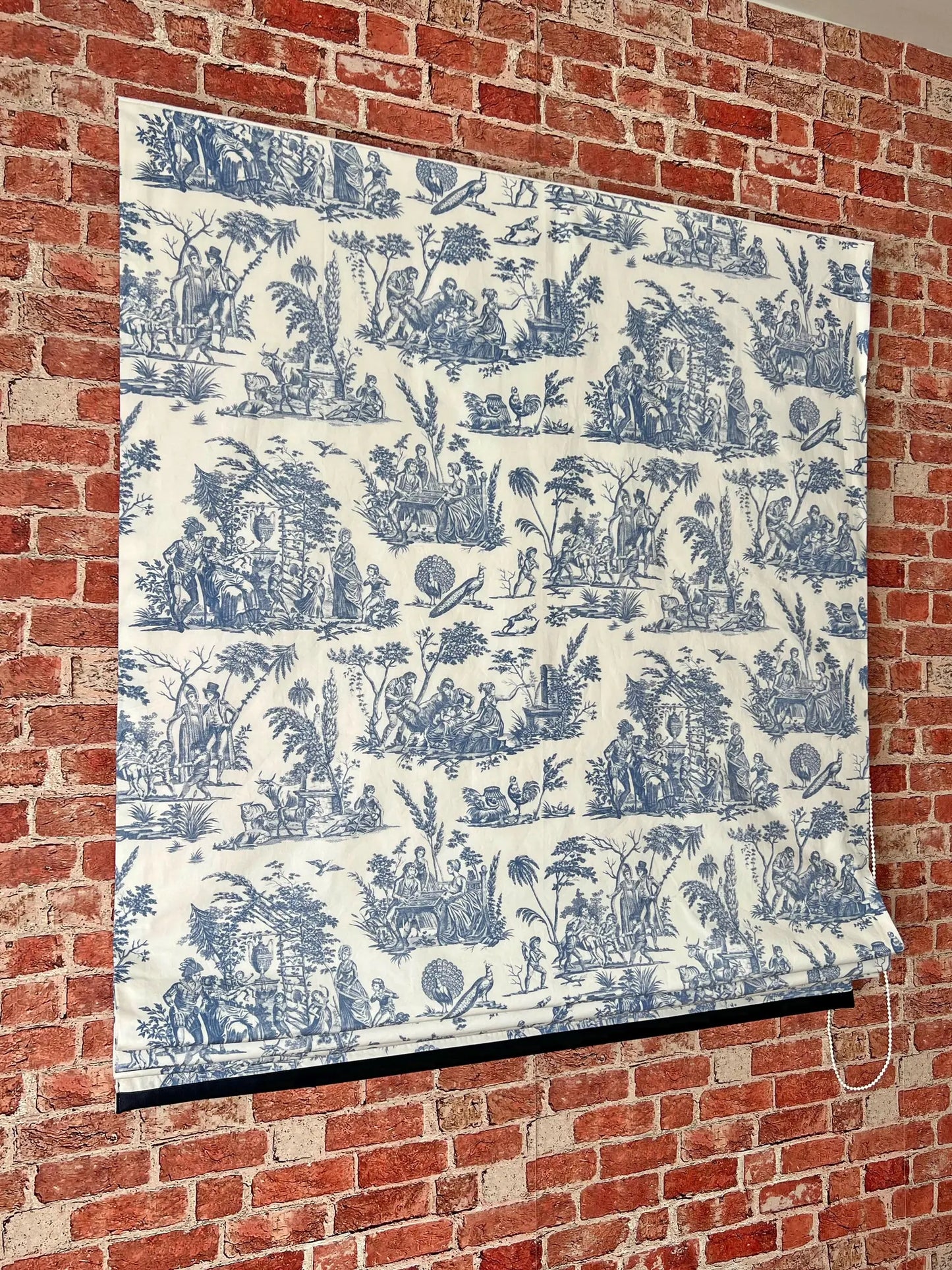 Marseilles Toile Roman Shade — Blue & White, Custom Size
