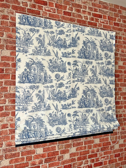 Marseilles Toile Roman Shade — Blue & White, Custom Size