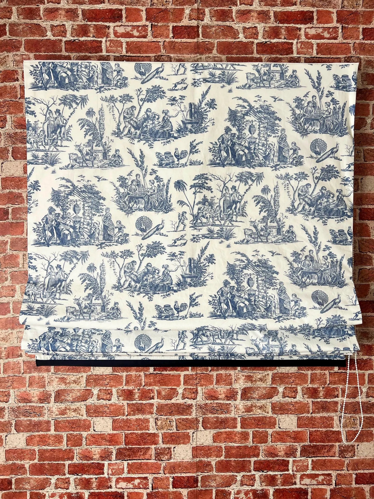 Marseilles Toile Roman Shade — Blue & White, Custom Size