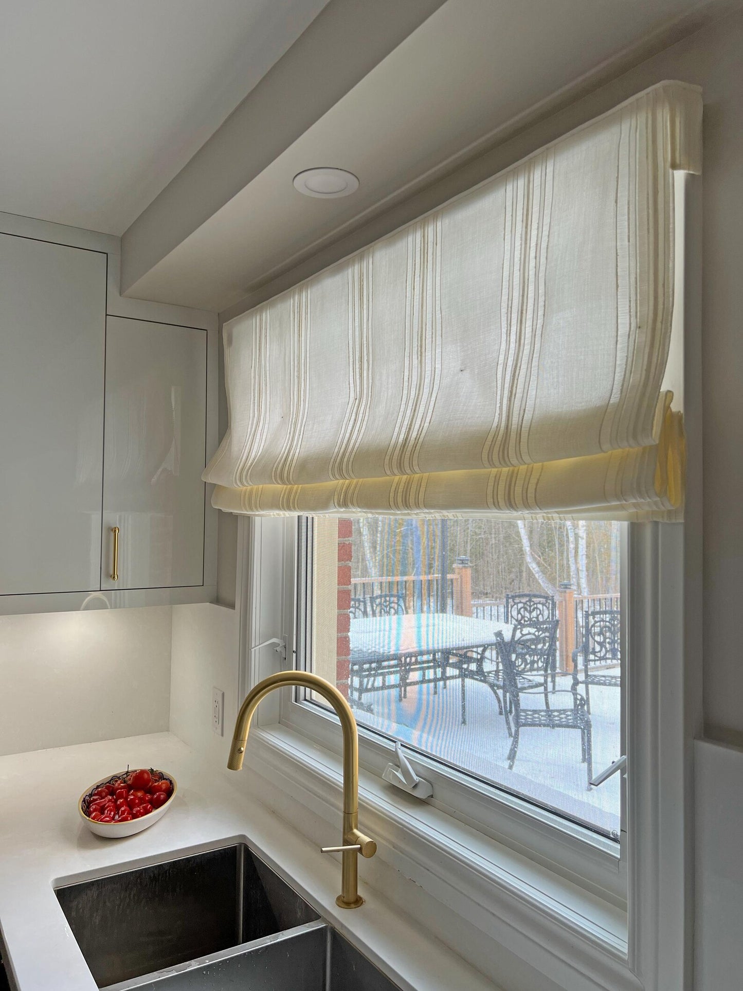 Spinello linen relaxed Roman shade — handmade in Toronto