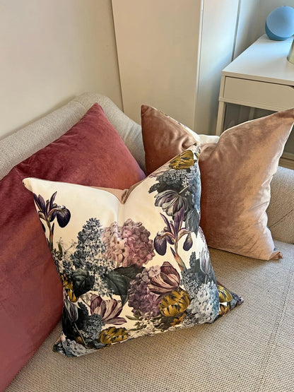 Close-up of velvet floral pattern weave